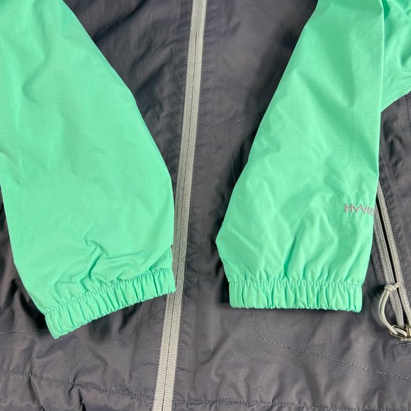 The North Face Jacket Women Medium HyVent Grey Green Full Zip Hooded Windbreaker - Picture 3 of 16
